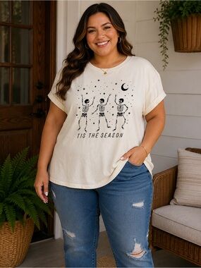 Celebrate It "Tis The Season" Dancing Skeletons Muscle Tee Tank Top- 2XL